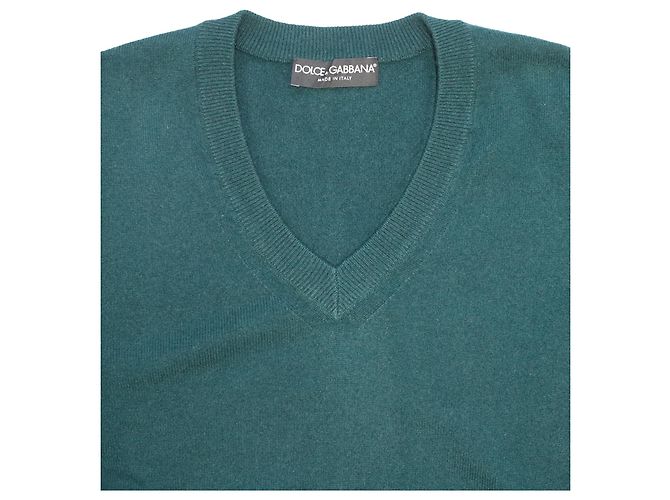 Dolce & Gabbana Pullover mit V-Ausschnitt aus grünem Kaschmir - Ansicht 3