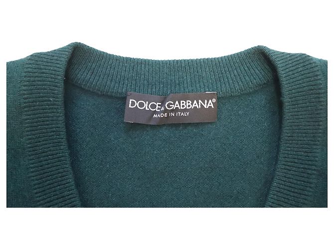 Dolce & Gabbana Pullover mit V-Ausschnitt aus grünem Kaschmir - Ansicht 4