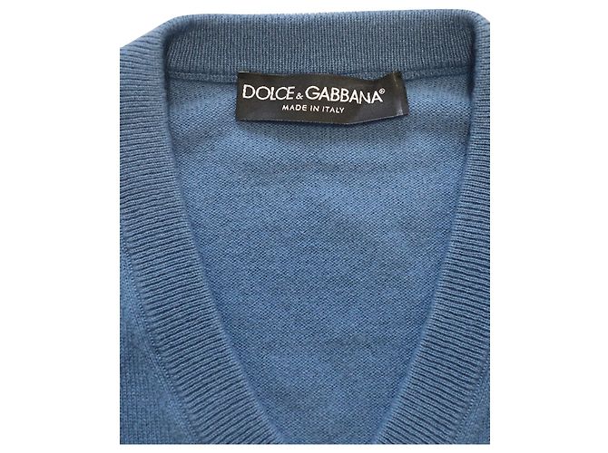 Dolce & Gabbana Pullover mit V-Ausschnitt aus blauem Kaschmir - Ansicht 4