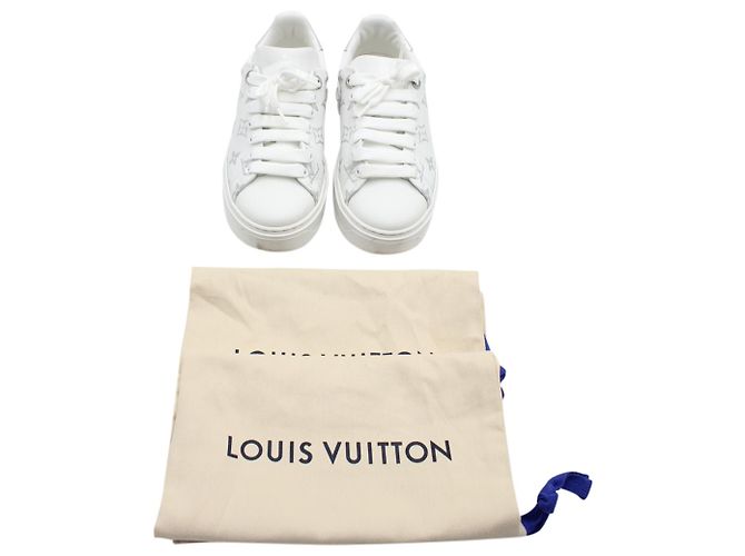 Sneakers Louis Vuitton Monogram Time Out in pelle bianca Bianco - vista 6