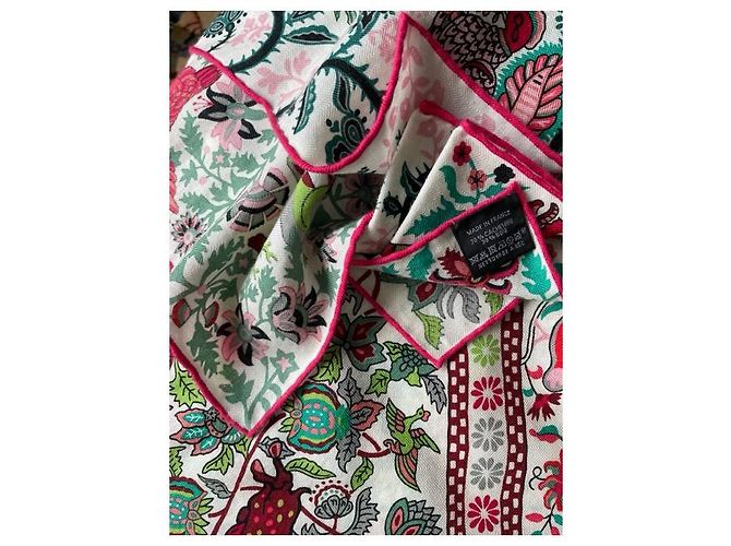 Hermès scialle 140 cm Hermes Giardini di Seta Rosa Verde chiaro - vista 3