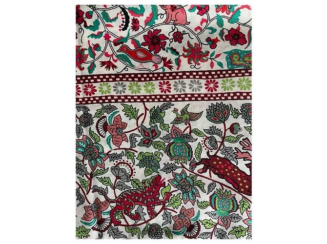 Hermès scialle 140 cm Hermes Giardini di Seta Rosa Verde chiaro - vista 4