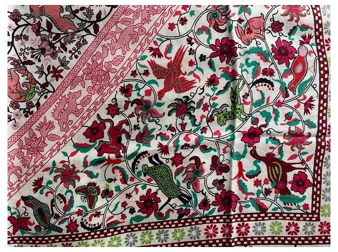 Hermès scialle 140 cm Hermes Giardini di Seta Rosa Verde chiaro - vista 8