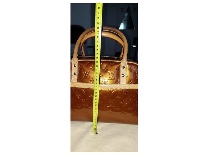 Borsa Louis Vuitton Monogramma Pelle Vernice Cognac Bronzo Rame - vista 11