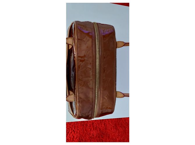 Borsa Louis Vuitton Monogramma Pelle Vernice Cognac Bronzo Rame - vista 12