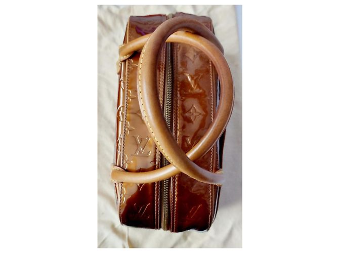 Borsa Louis Vuitton Monogramma Pelle Vernice Cognac Bronzo Rame - vista 5
