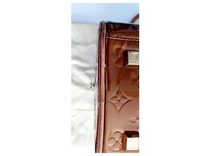 Borsa Louis Vuitton Monogramma Pelle Vernice Cognac Bronzo Rame - vista 6