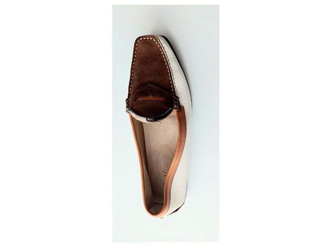 Mocassini Tod's in pelle Eggshell Bronze Caramel Rame Bianco sporco Bronzo Caramello - vista 4