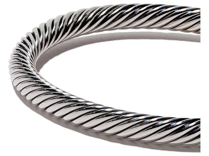 Bracciale rigido David Yurman Cable Classique in argento, perle e diamanti - vista 3