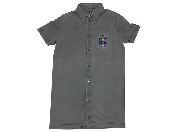 T-shirt Dolce & Gabbana Fille - Taille 14 Ans (S Junior) - Coton Stretch Gris Chiné - Motif Drapeau Italie - Neuf