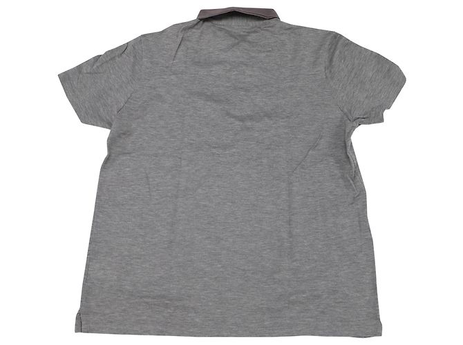 Polo Lanvin con collo in grosgrain in cotone grigio - vista 2
