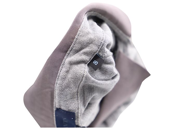 Polo Lanvin con collo in grosgrain in cotone grigio - vista 4