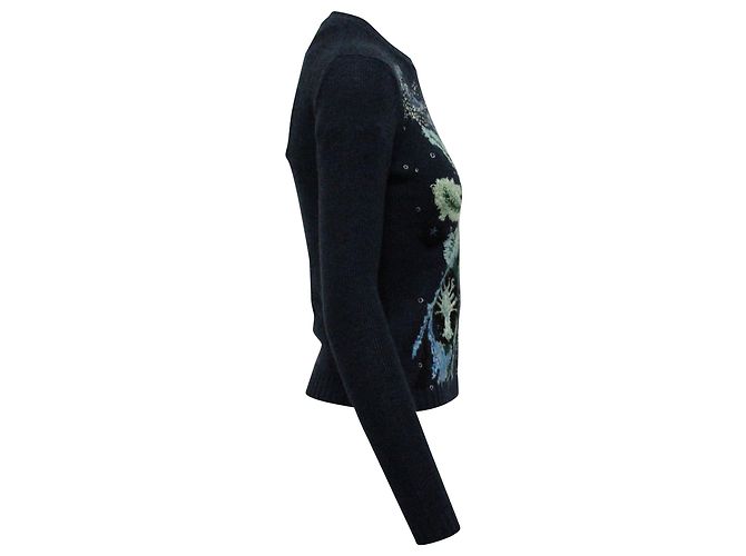 Dior Strickpullover mit Korallenmotiv aus marineblauem Kaschmir - Ansicht 2