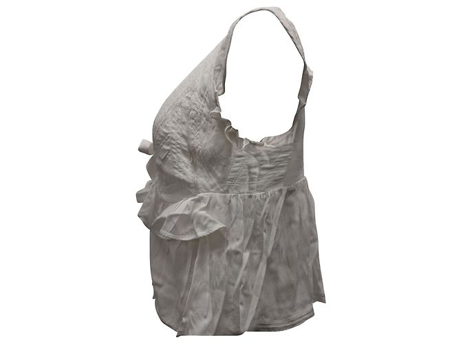 Blusa Iro com babados e amarração frontal em algodão branco - vista 2