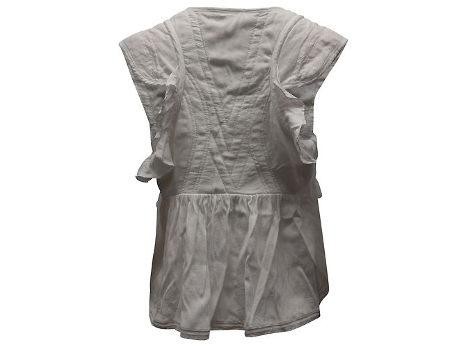 Blusa Iro com babados e amarração frontal em algodão branco - vista 3