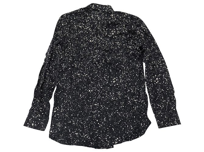Saint Laurent Paint Splatter bedrucktes Hemd aus schwarzer bedruckter Seide - Ansicht 2