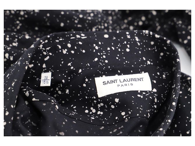 Saint Laurent Paint Splatter bedrucktes Hemd aus schwarzer bedruckter Seide - Ansicht 3