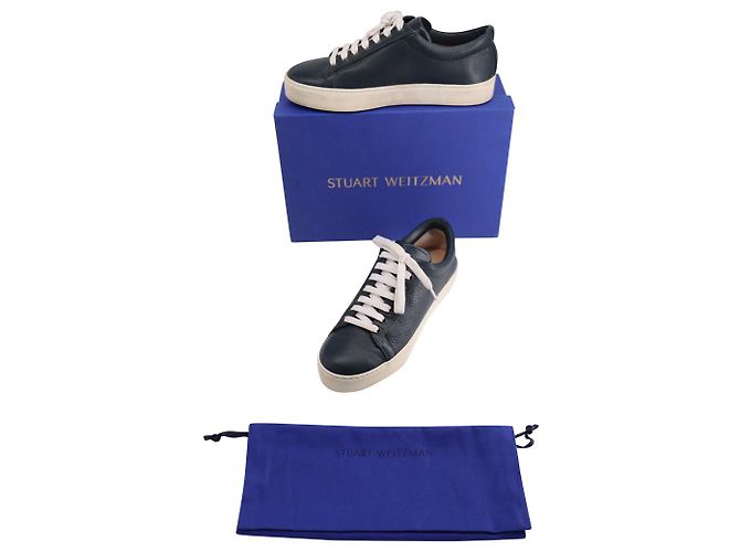 Sneaker stringata bassa Stuart Weitzman in pelle blu navy - vista 9