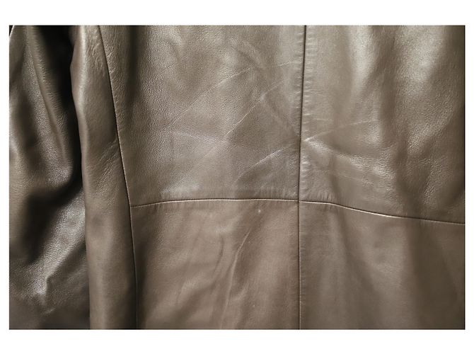 Calvin Klein Veste à simple boutonnage en cuir marron - vue 10