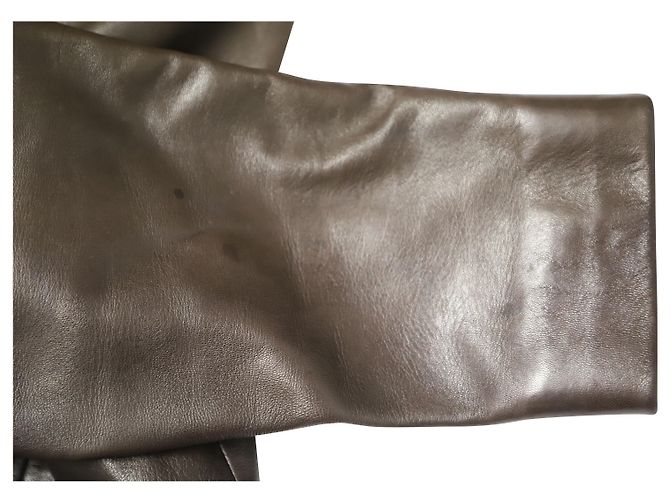 Calvin Klein Veste à simple boutonnage en cuir marron - vue 6