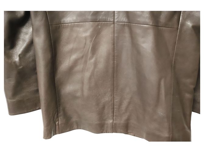Calvin Klein Veste à simple boutonnage en cuir marron - vue 8