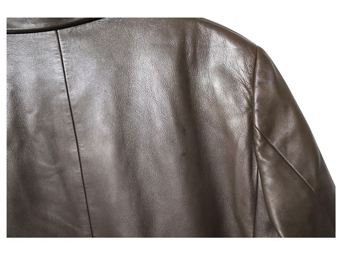 Calvin Klein Veste à simple boutonnage en cuir marron - vue 9