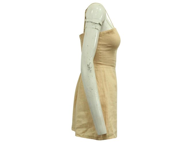 Reformation Audrey Abito in lino color pesca - vista 2