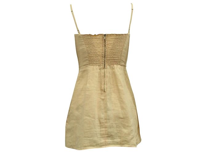 Reformation Audrey Abito in lino color pesca - vista 3
