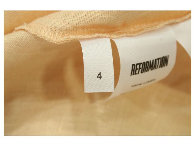 Reformation Audrey Abito in lino color pesca - vista 5