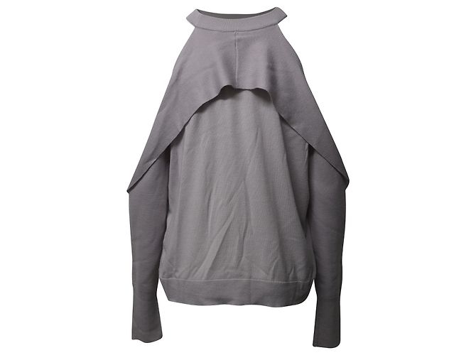 Autre Marque Dion Lee Cold Shoulder Pullover aus grauer Merinowolle - Ansicht 3