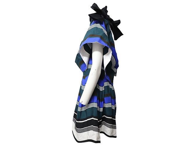 Abito Fendi a righe con spalle scoperte e volant in cotone multicolor Stampa python - vista 2