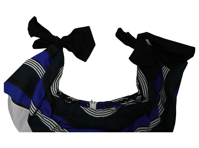 Abito Fendi a righe con spalle scoperte e volant in cotone multicolor Stampa python - vista 6