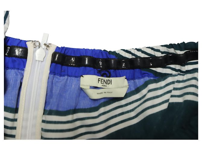 Abito Fendi a righe con spalle scoperte e volant in cotone multicolor Stampa python - vista 7