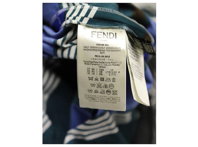 Abito Fendi a righe con spalle scoperte e volant in cotone multicolor Stampa python - vista 8