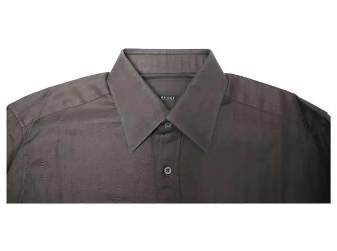 Gucci Herringbone Button-Down-Hemd aus dunkelroter Baumwolle Bordeaux - Ansicht 3