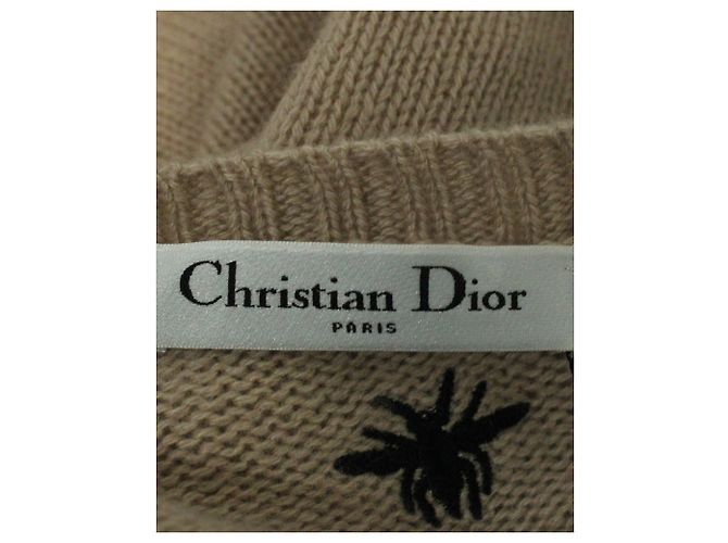 Dior Strickpullover mit besticktem Blumenmotiv aus beigefarbenem Kaschmir - Ansicht 4