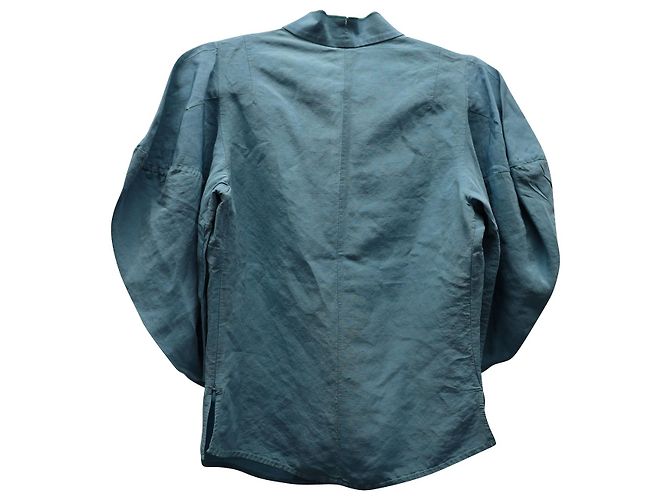 Rachel Comey Amplus Bluse mit Puffärmeln in aquablauer Viskose - Ansicht 2