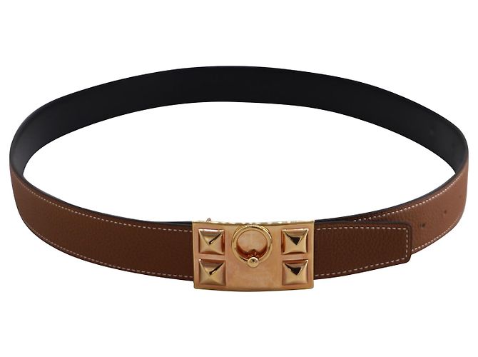 Hermès Hermes Collier De Chien Ceinture Réversible en Cuir Marron/Noir - vue 2