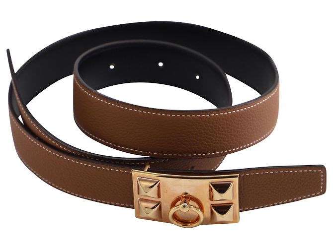 Hermès Hermes Collier De Chien Ceinture Réversible en Cuir Marron/Noir - vue 6