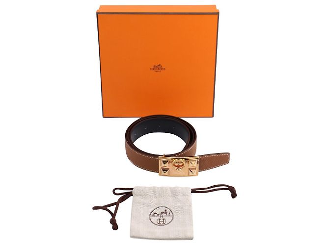 Hermès Hermes Collier De Chien Ceinture Réversible en Cuir Marron/Noir - vue 8