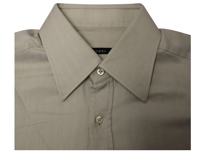 Gucci Button-Down-Hemd aus beiger Baumwolle Braun - Ansicht 3