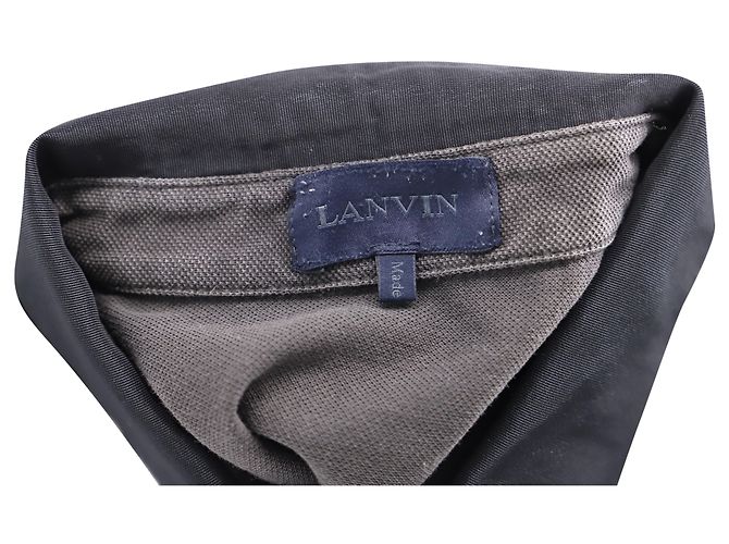 Polo Lanvin con cuello de grogrén en algodón gris carbón - vista 3