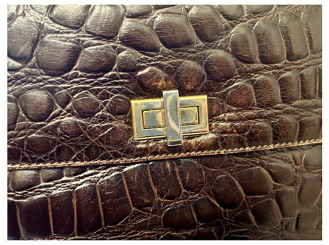 Autre Marque Bolsa Francesco Biasia em couro marrom com estampa de crocodilo - vista 10
