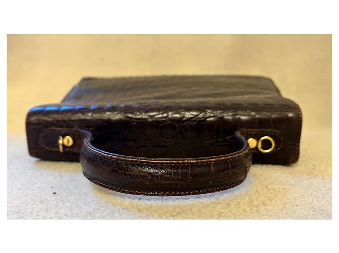 Autre Marque Bolsa Francesco Biasia em couro marrom com estampa de crocodilo - vista 11