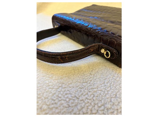 Autre Marque Bolsa Francesco Biasia em couro marrom com estampa de crocodilo - vista 12