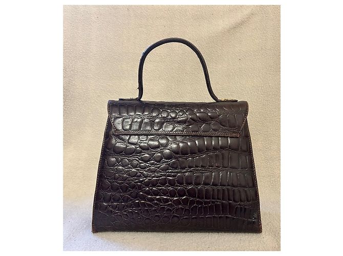 Autre Marque Bolsa Francesco Biasia em couro marrom com estampa de crocodilo - vista 4