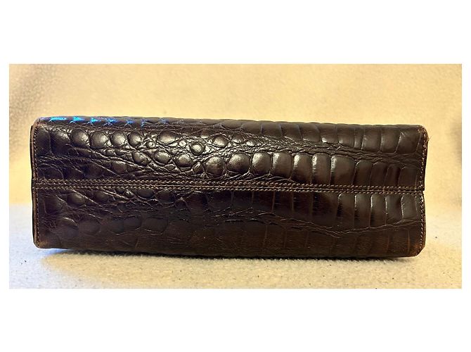 Autre Marque Bolsa Francesco Biasia em couro marrom com estampa de crocodilo - vista 6