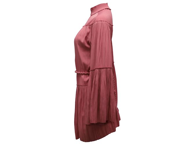 A.L.C BEIM.l.C. Plissee-Minikleid mit langen Ärmeln aus rosafarbenem Polyester Pink - Ansicht 2
