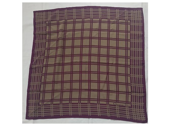 Pañuelo de seda Christian Dior Beige Ciruela - vista 2