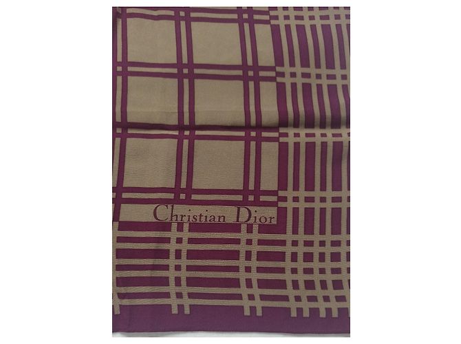 Pañuelo de seda Christian Dior Beige Ciruela - vista 3
